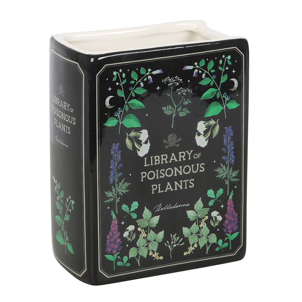 Tin box with 'Library of Poisonous Plants' design on a white background