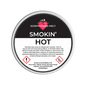 Scented wax melt container labeled 'Smokin' Hot' with branding and warning text on a green background.