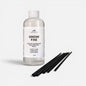 Snow Fae diffuser refill bottle with black sticks on a white background