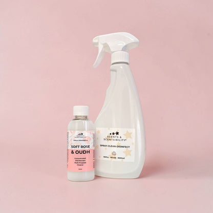 Soft Rose & Oudh Multi-Purpose Disinfectant Cleaner Concentrate with spray bottle