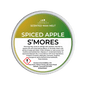 Scented wax melt container labeled 'Spiced Apple S'mores' on a green background