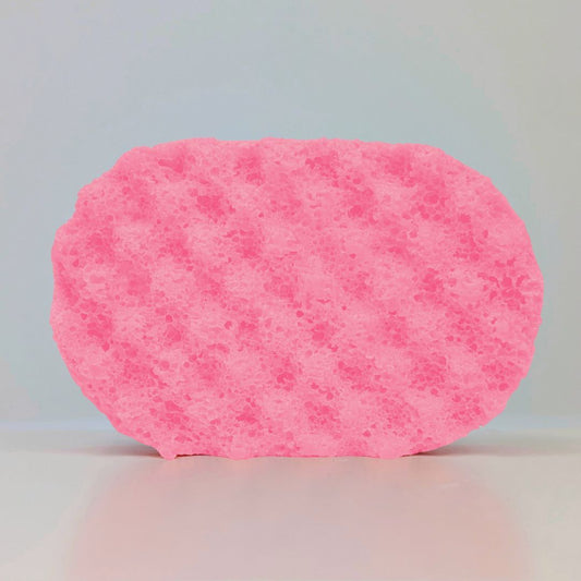 Pink textured Soap Sponge on a white background