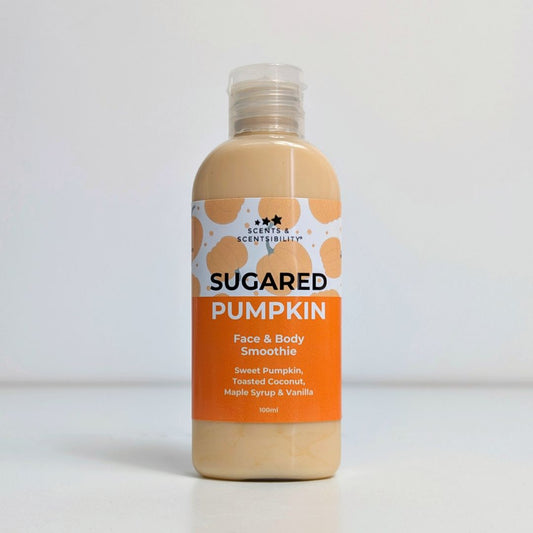 Bottle of 'Sugared Pumpkin' Face & Body Smoothie on a white background