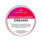Scented wax melt container labeled 'Sweet Strawberry Dreams' on a green background