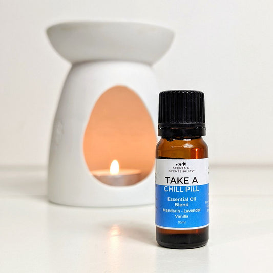 Take A Chill Pill Essential Oil Blend with oil burner