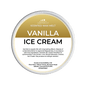 Vanilla ice cream scented wax melt packaging on a green background