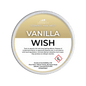 A Scents & Scentsibility Scented Wax Melt, Vanilla Wish, on a solid dark green background.