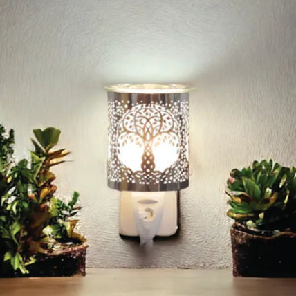 Wax Melt Burner Plug In - Chrome Tree Of Life