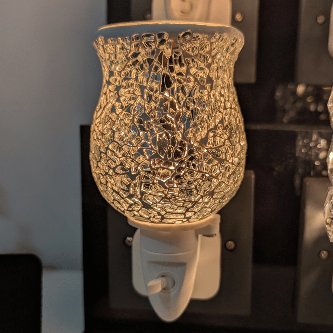 Wax Melt Burner Plug In - Glass Silver Mosaic