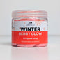 Jar of 'Winter Berry Glow' whipped soap with a white background
