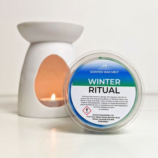 Winter Ritual Segment Pot Wax Melts with white wax melt burner