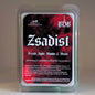 Scented wax melt packaging with 'Zsadist' branding on a red and black label.