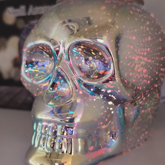 Skull Aroma Lamp Colour-Changing Electric Wax Melt Warmer cycling through colours in the daytime