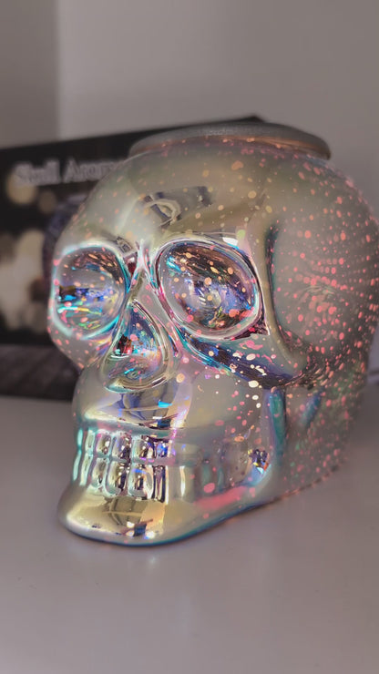 Skull Aroma Lamp Colour-Changing Electric Wax Melt Warmer cycling through colours in the daytime